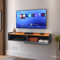 Rack Tv Smart Suspenso Home Decor 1 Porta Nicho Decoração Sala Quarto Compacto 1.20 - Rpm Móveis - 3