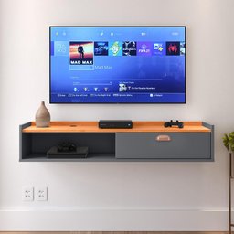 Rack Tv Smart Suspenso Home Decor 1 Porta Nicho Decoração Sala Quarto Compacto 1.20 - Rpm Móveis - 2