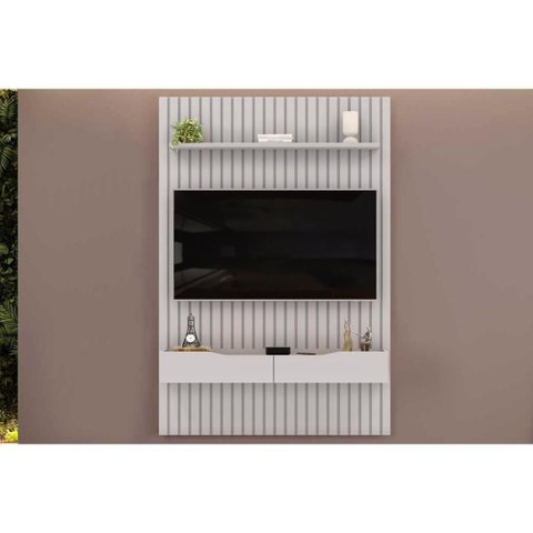Estante P- Sala até 55 Pol Pratic Ripado C- 2 Gavetas 143x240cm Bali - Dj Móveis