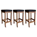 Ver imagem 1 de Kit 3 Banquetas Alta para Bancada Barcelona 74 cm Madeira Maciça Suede Preto CCS