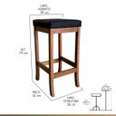 Ver imagem 2 de Kit 3 Banquetas Alta para Bancada Barcelona 74 cm Madeira Maciça Suede Preto CCS