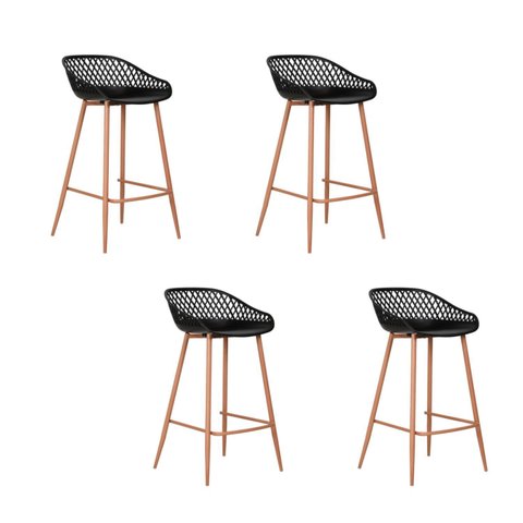 Kit com 4 Banquetas Monaco Média para Cozinha em Polipropileno e Base em Aço Pintado - Cor Preto