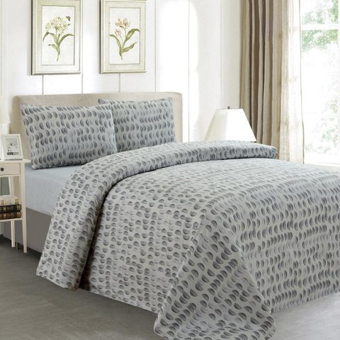 Jogo de Cama 300 Fios Estampado Queen 4 peças Half Moon