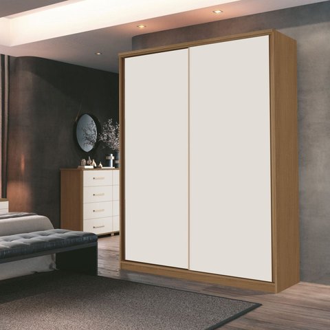Guarda Roupa Modulado 2 Portas 3 Gavetas 100% MDF Decor Marrom/Off White/Freijó