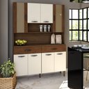 Ver imagem 1 de Armário de Cozinha 8 Portas 2 Gavetas Golden Branco/Nogueira/Off White