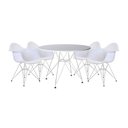 Ver imagem 1 de Mesa de Jantar Redonda Branca 90cm com 4 Poltronas Brancas Ferro Branco Cor: Branco