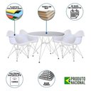 Ver imagem 6 de Mesa de Jantar Redonda Branca 90cm com 4 Poltronas Brancas Ferro Branco Cor: Branco