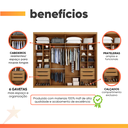 Ver imagem 5 de Guarda Roupas Casal 2 Portas de Correr com Espelho 100% Mdf 6 Gavetas Firenze