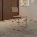 Ver imagem 2 de Kit 6 Cadeiras de Jantar Estofadas Veludo Bege Base Cobre Vitoria