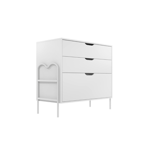 Cômoda Retrô Marrom Nature com 3 Gavetas Oasis:branco