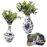 Kit 2 Mini Vaso Azul e Branco de Porcelana com Planta - 2