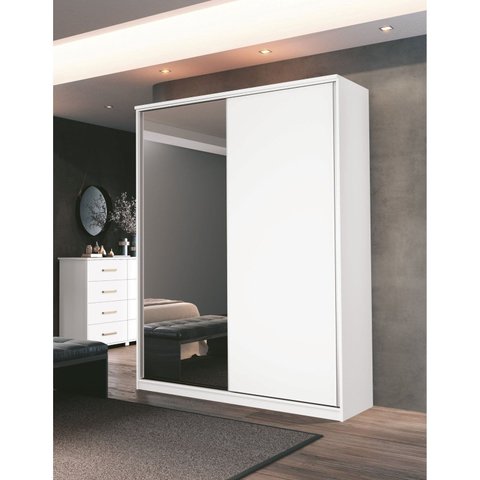 Guarda Roupa Modulado com Espelho 2 Portas 3 Gavetas 100% MDF Decor Branco