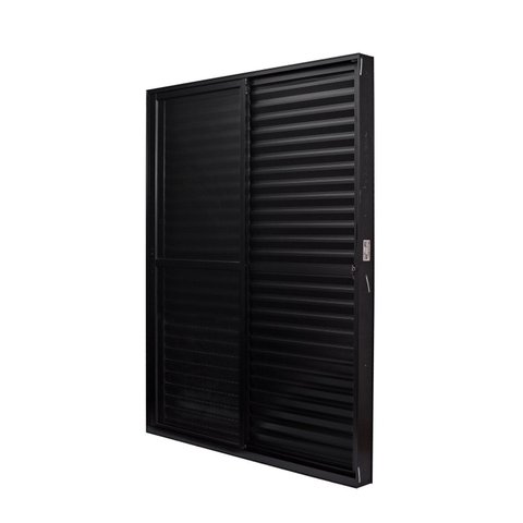 Porta de Aluminio Balcão 210x160cm 3 Folhas Vidro Liso e Batente 12,2cm Cristal Ultra Ramassol Preto