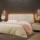 Ver mais imagens de Cabeceira Estofada Cama Casal King Size Led Splend 200 Cm:veludo Bege