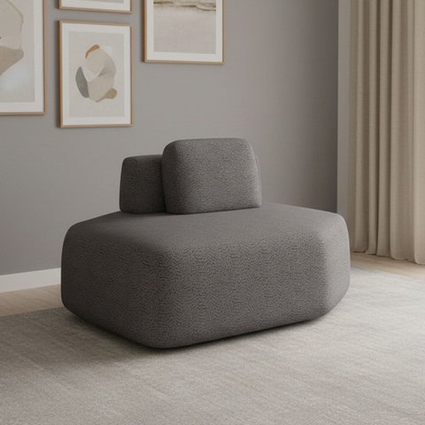 Sofá Módulo Chaise 165cm Orgânico Sala berlim bouclê K01 - D'Rossi