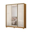 Ver imagem 2 de Guarda-Roupa Casal Frisado 3 Portas de Correr 4 Gavetas com Espelho e Pés Dallas Marrom/Freijó/Off White