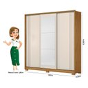 Ver imagem 3 de Guarda-Roupa Casal Frisado 3 Portas de Correr 4 Gavetas com Espelho e Pés Dallas Marrom/Freijó/Off White