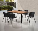 Ver imagem 1 de Conjunto de Mesa Jantar Retangular Inovare Isis New 6 Cadeiras Junco Preta Gourmet