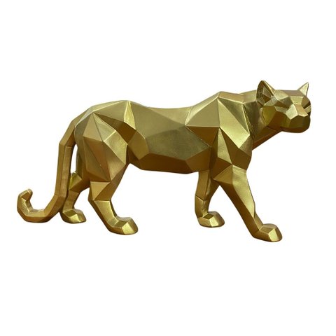 Escultura Decorativa Leopardo Dourado a:17 L:36 P:7