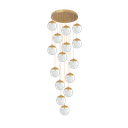 Ver imagem 1 de Pendente Moderno Dourado 15 Globos Pé Direito Duplo Escada