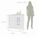 Ver imagem 4 de Conjunto Quarto Bebê Guarda Roupa Ariel 4 Portas Cômoda 4 Gavetas 1 Porta 100% MDF Branco