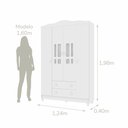 Ver imagem 5 de Conjunto Quarto Bebê Guarda Roupa Ariel 4 Portas Cômoda 4 Gavetas 1 Porta 100% MDF Branco