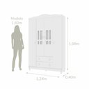 Ver imagem 4 de Conjunto Quarto Bebê Guarda Roupa Ariel 4 Portas Cômoda 4 Gavetas 1 Porta 100% MDF 