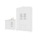 Ver imagem 3 de Conjunto Quarto Bebê Guarda Roupa Ariel 4 Portas Cômoda 4 Gavetas 1 Porta 100% MDF Branco