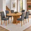 Ver imagem 1 de Conjunto de Mesa de Jantar 6 Lugares Orgânica em MDF 180x90cm Cinamomo e Grafite