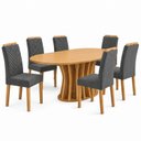 Ver imagem 2 de Conjunto de Mesa de Jantar 6 Lugares Orgânica em MDF 180x90cm Cinamomo e Grafite