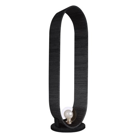 Luminária de Chão Madeira Oval Slim - Lâmpada G9 (cupula em Vidro):preto
