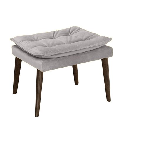 Puff Banqueta Decorativa Para Sala E Quarto Opala Suede Cinza -LM DECOR