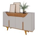 Ver imagem 1 de Aparador Buffet Tamisa com 4 Portas e Pés de Madeira Maciça Off White/cinamomo