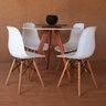 Mesa de Jantar Redonda Base Tripé em Madeira Maciça - 90 Cm - Off White - 3