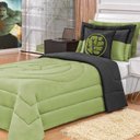 Ver imagem 1 de Kit Infantil Monster para Cama de Solteiro Verde/preto Dupla Face 04 Peças - Bordados Ricardo 1865
