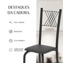 Ver mais imagens de Kit 6 Cadeiras para Sala de Jantar Sara Preto/Liso