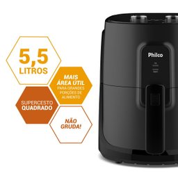 Air Fryer Philco 5,5l Cesto Quadrado 1500w Paf55a 127v - 3 Air Fryer Philco 5,5l Cesto Quadrado 1500w Paf55a 127v - 3