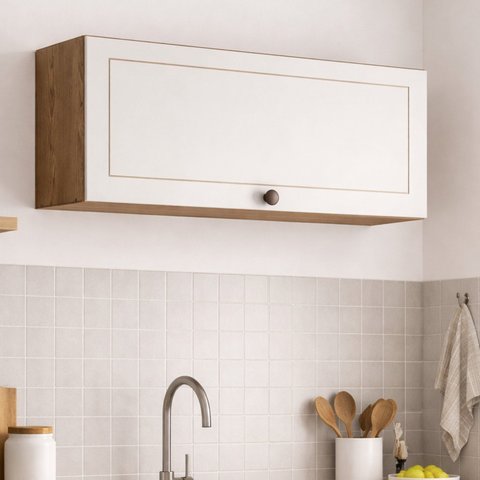 Armário Basculante de 70cm 100% MDF Americano Branco/Cinamomo