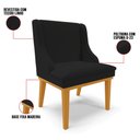 Ver imagem 3 de Kit 10 Cadeiras Estofadas para Sala de Jantar Base Fixa de Madeira Castanho Lia Linho Preto - Ibiza
