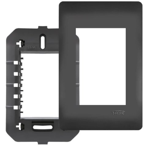 Placa 4x2 com Suporte e 3 Módulos Habitat Black - 4075 - Fame