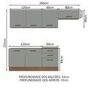 Ver imagem 4 de Armário de Cozinha Completa 260cm Rustic Cinza Agata Madesa 02