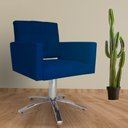 Ver imagem 2 de Poltrona Decorativa Camila Pés Metal Giratório Suede Azul Marinho - DS Estofados