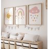 Kit 3 Quadros Sol Nuvem Arco Íris Rosa Quarto Menina Infantil Bebê - 2