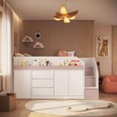 Ver imagem 2 de Cama Juvenil Estação Trabalho c/ Balcão Branco/Rosa Completa