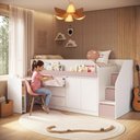 Ver imagem 6 de Cama Juvenil Estação Trabalho c/ Balcão Branco/Rosa Completa