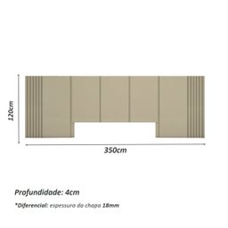 Cabeceira King 3,50m e 2 Mesas Gaveta e Nicho Mdf sob Medida Cor:titânio - 5