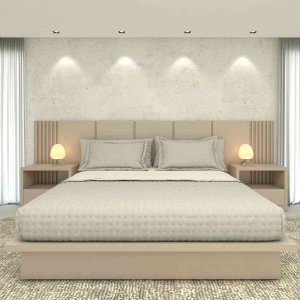 Cabeceira King 3,50m e 2 Mesas Gaveta e Nicho Mdf sob Medida Cor:titânio
