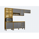 Ver imagem 1 de Cozinha Eduarda 4 Peças Portas Reflecta com LED - CHF Móveis:Cinamomo/Cinza