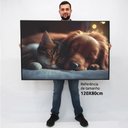 Ver imagem 2 de Quadro Decorativo Amigos Pet em Tela Canvas Tacolado Moldura Flutuante 4,5cm Madeira 80 X 120cm