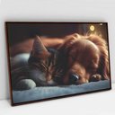 Ver imagem 1 de Quadro Decorativo Amigos Pet em Tela Canvas Tacolado Moldura Flutuante 4,5cm Madeira 80 X 120cm